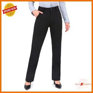 High Waisted Tummy Control Work Pants Straight Leg Office Trousers